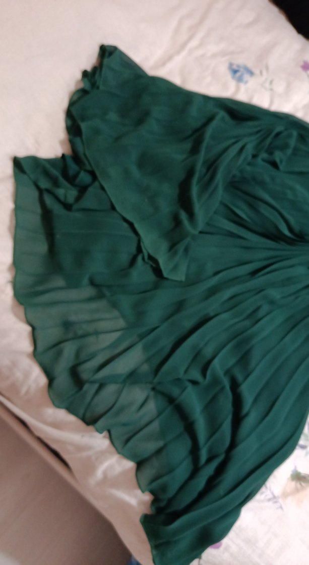 Yeşil Piliseli Uzun Straplez Elbise - Görsel 5