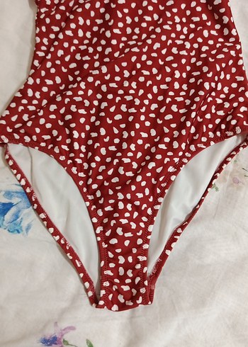 Puantiyeli Fırfırlı Kırmızı Bohem Mayo - Görsel 3