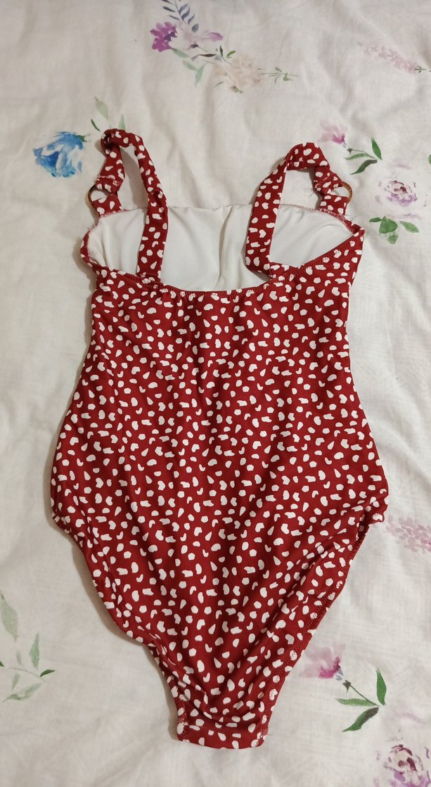 Puantiyeli Fırfırlı Kırmızı Bohem Mayo - Görsel 4