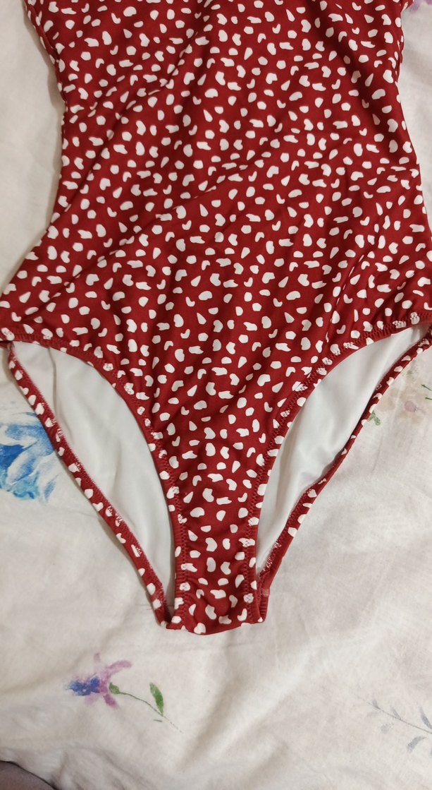 Puantiyeli Fırfırlı Kırmızı Bohem Mayo - Görsel 3