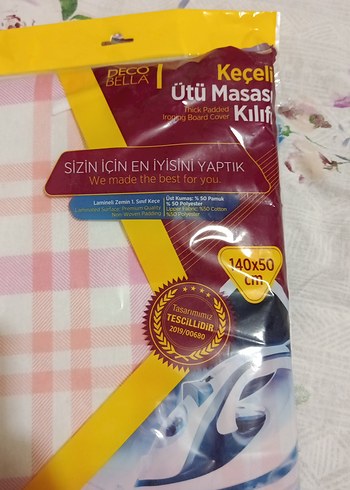 Pembe Desenli Klasik Ütü Masası Kılıfı 140x50 cm - Görsel 3