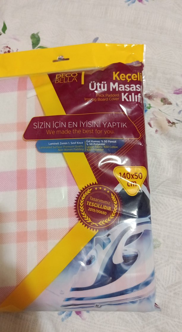 Pembe Desenli Klasik Ütü Masası Kılıfı 140x50 cm - Görsel 3