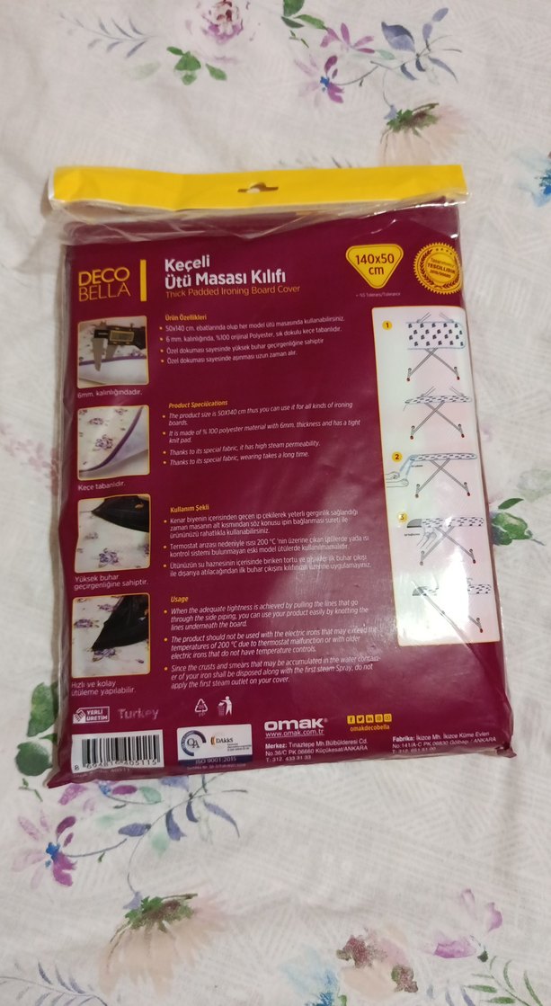 Pembe Desenli Klasik Ütü Masası Kılıfı 140x50 cm - Görsel 4