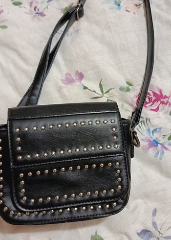 Tokalı Siyah Deri Kadın Çanta - Görsel 6