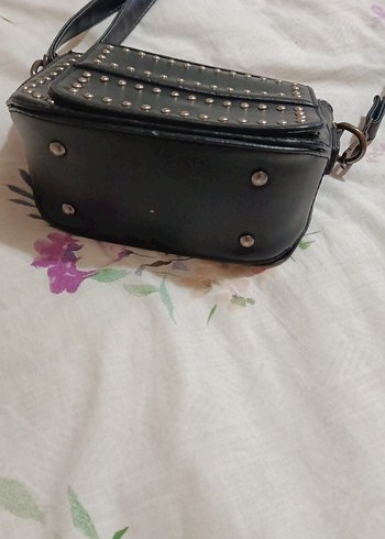 Tokalı Siyah Deri Kadın Çanta - Görsel 2