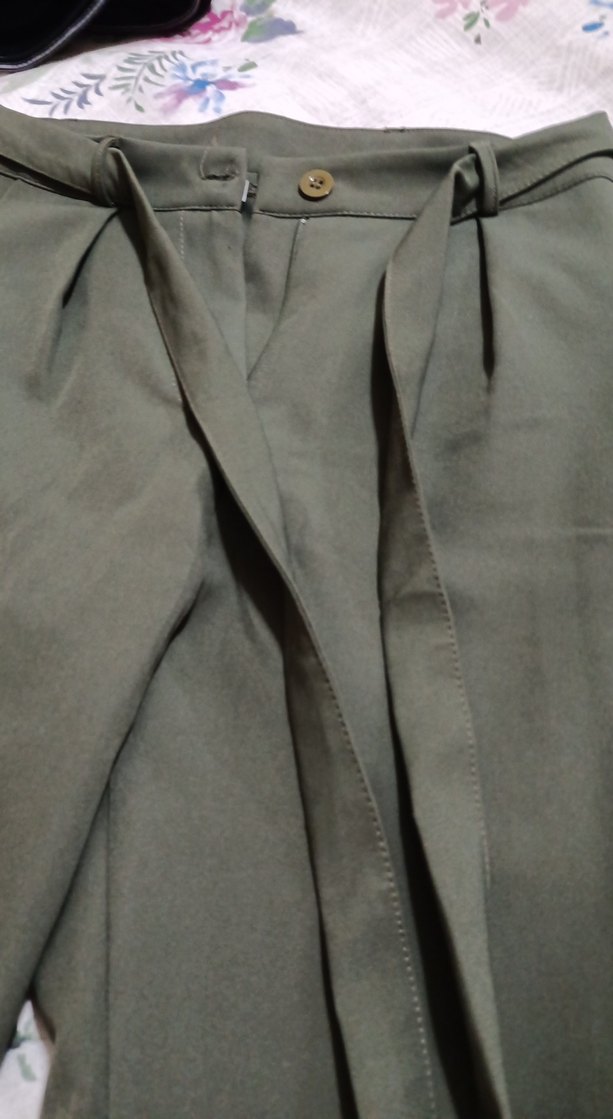 Kadın Kemerli Haki Kumaş Pantolon - Görsel 3