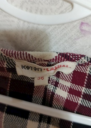 Bordo Ekose Düğmeli V Yaka Kadın Gömlek - Görsel 4