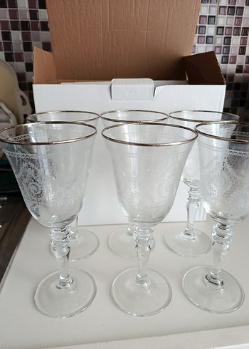 6 Kişilik Gümüş Yaldızlı Vintage Kadeh Takımı (Sıfır Ayarında) - Görsel 4