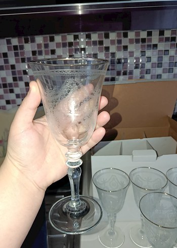 6 Kişilik Gümüş Yaldızlı Vintage Kadeh Takımı (Sıfır Ayarında) - Görsel 2