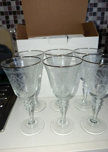 6 Kişilik Gümüş Yaldızlı Vintage Kadeh Takımı (Sıfır Ayarında) - Görsel 3