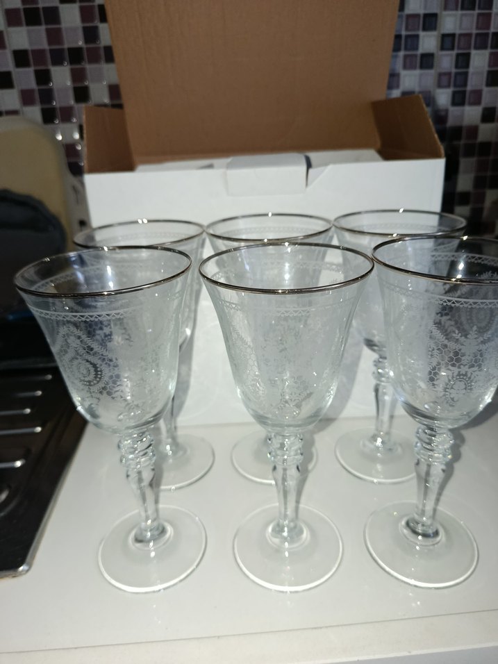 6 Kişilik Gümüş Yaldızlı Vintage Kadeh Takımı (Sıfır Ayarında) - Görsel 3