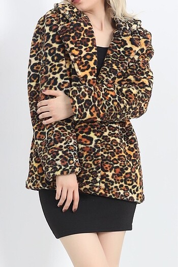 Diğer Astarlı Peluş Ceket Leopar