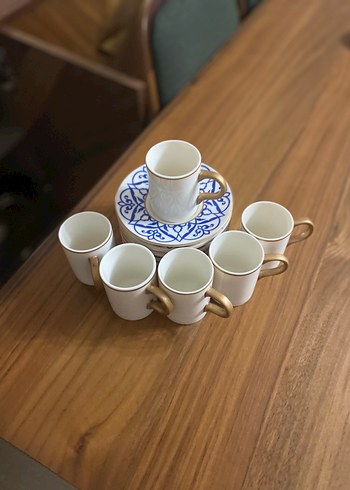 Mavi Desenli Seramik Fincan ve Tabak - Görsel 2