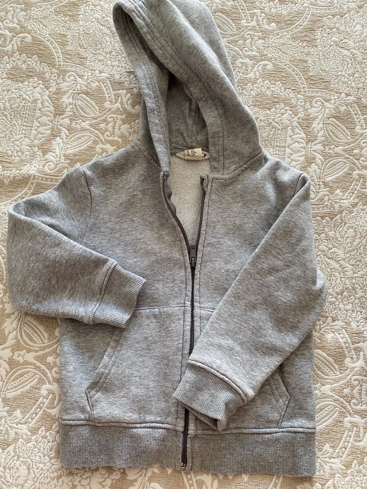 Kapüşonlu Gri Fermuarlı Erkek Sweatshirt - Görsel 2