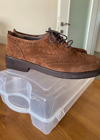 Kahverengi Süet Kadın Oxford Ayakkabı - Görsel 2