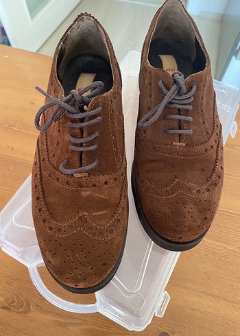 Kahverengi Süet Kadın Oxford Ayakkabı - Görsel 5