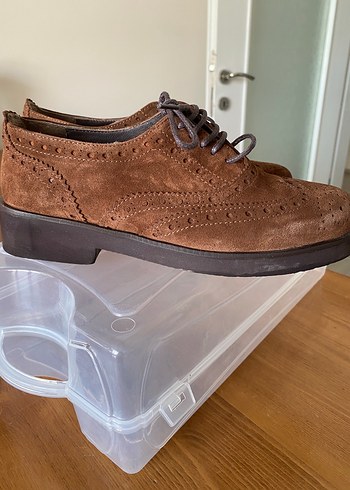 Kahverengi Süet Kadın Oxford Ayakkabı - Görsel 4