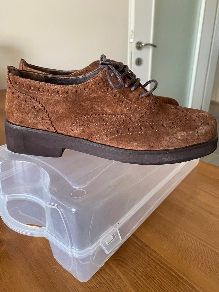 Kahverengi Süet Kadın Oxford Ayakkabı - Görsel 4