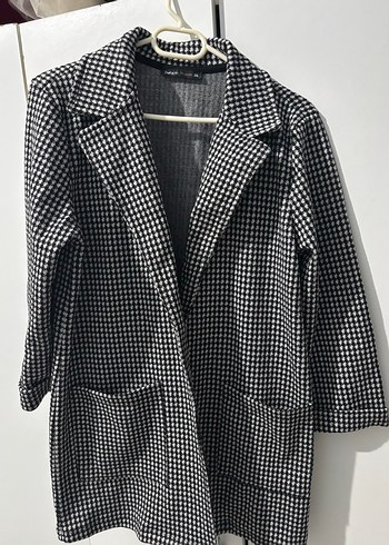 Siyah Ekose Midi Kadın Kaban - Görsel 3