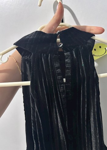 Siyah Pilili Yüksek Yakalı Midi Elbise - Görsel 4