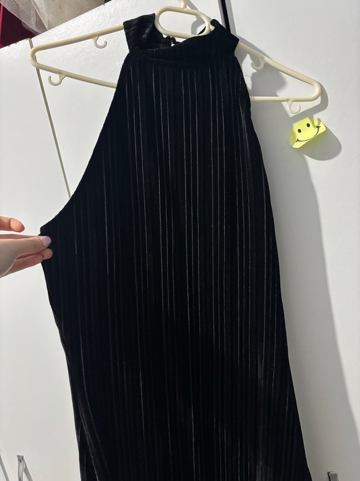 Siyah Pilili Yüksek Yakalı Midi Elbise - Görsel 2