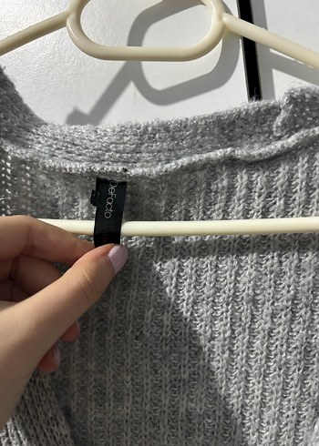 Gri Örgü Kadın Hırka - Görsel 2