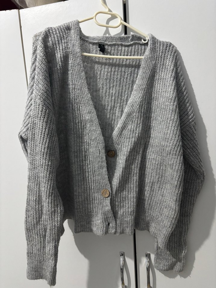 Gri Örgü Kadın Hırka - Görsel 3