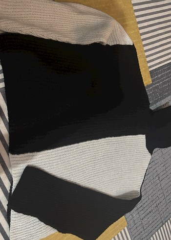 Gri Siyah Boğazlı Örgü Salaş Kadın Kazak - Görsel 3