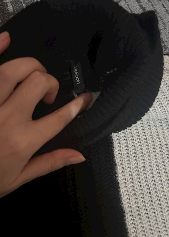 Gri Siyah Boğazlı Örgü Salaş Kadın Kazak - Görsel 2