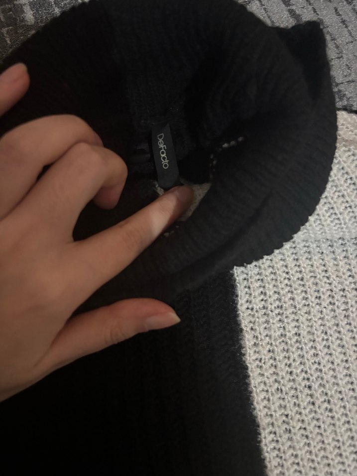 Gri Siyah Boğazlı Örgü Salaş Kadın Kazak - Görsel 2