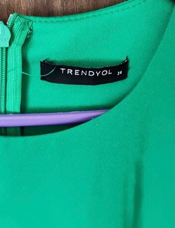 Yeşil Drapeli Uzun Kadın Abiye Elbise - Görsel 2