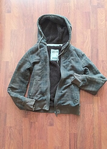 İçi peluş fermuarlı kapşonlu sweatshirt hırka ceket 