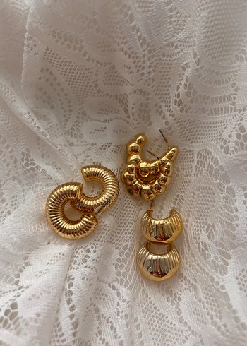 Beden 3lü Gold halka küpe