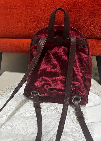 Koton Bordo Süet Fermuarlı Sırt Çantası