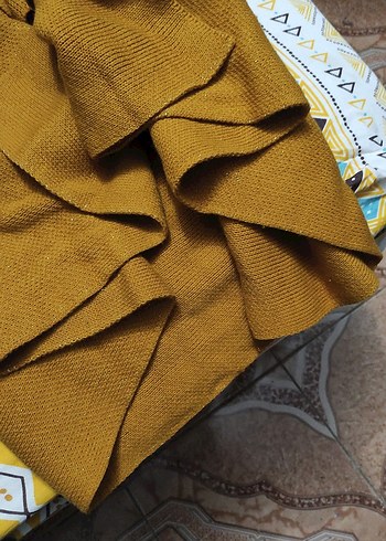 Düğmeli Kahverengi Midi Örgü Kadın Panço - Görsel 3