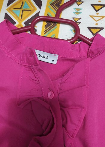 Pembe, Fırfırlı, Uzun Kollu Hamile Bluzu - Görsel 5