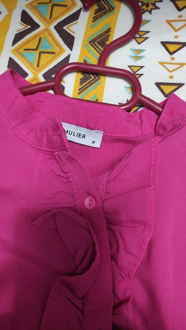 Pembe, Fırfırlı, Uzun Kollu Hamile Bluzu - Görsel 5