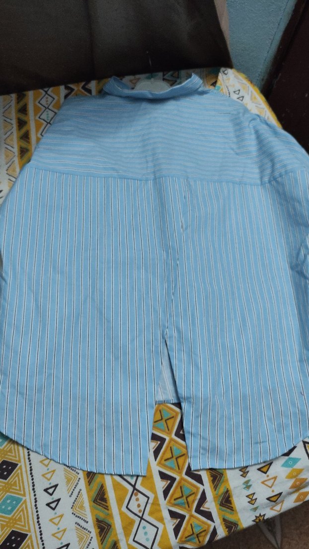 Mavi Çizgili Pamuklu Kadın Gömlek - Görsel 5