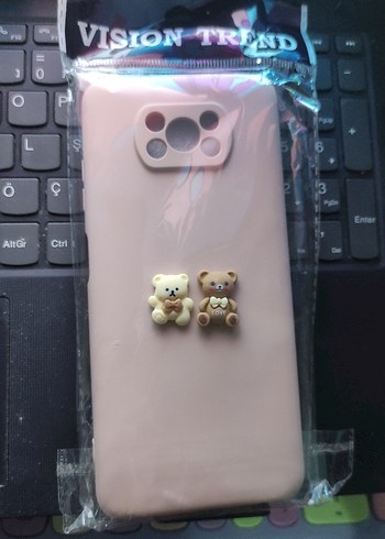 Pembe Pastel Ayıcık Figürlü Poco X3 NFC Telefon Kılıfı - Görsel 2