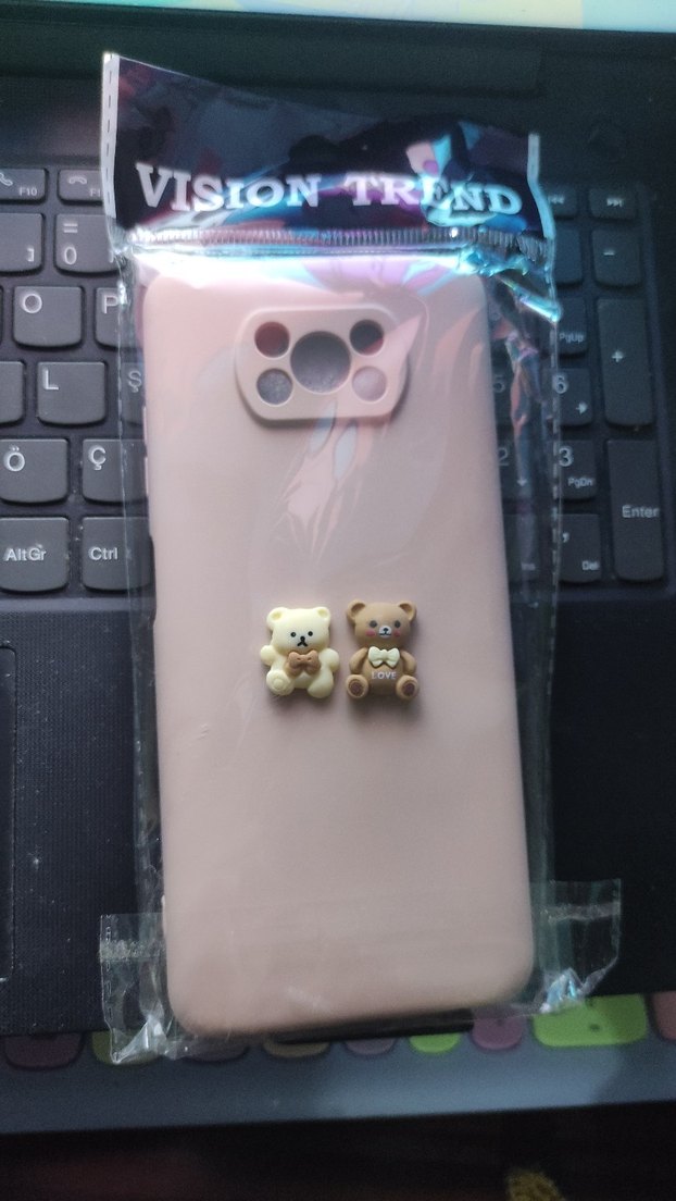 Pembe Pastel Ayıcık Figürlü Poco X3 NFC Telefon Kılıfı - Görsel 2