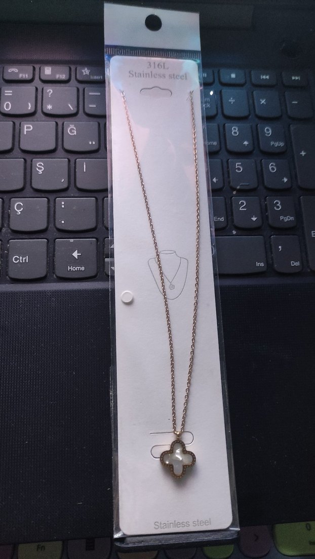 Beyaz Yonca Çiçek Küpe ve Kolye - Görsel 2