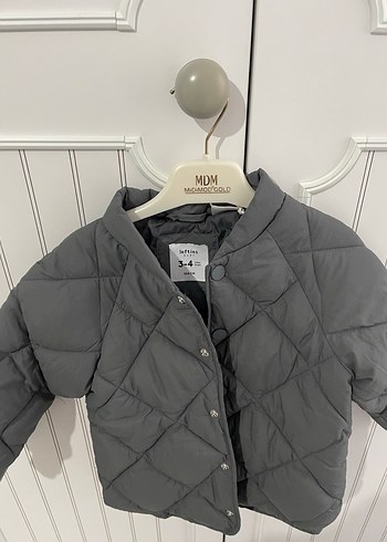 4 Yaş Beden Düğmeli Gri Erkek Çocuk Mont