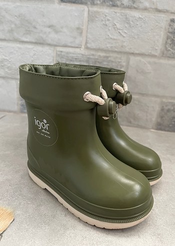 Yeşil Erkek Çocuk Lastik Bot Velcro
