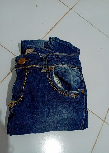 LC Waikiki Deri Tokalı Mavi Kadın Denim Pantolon