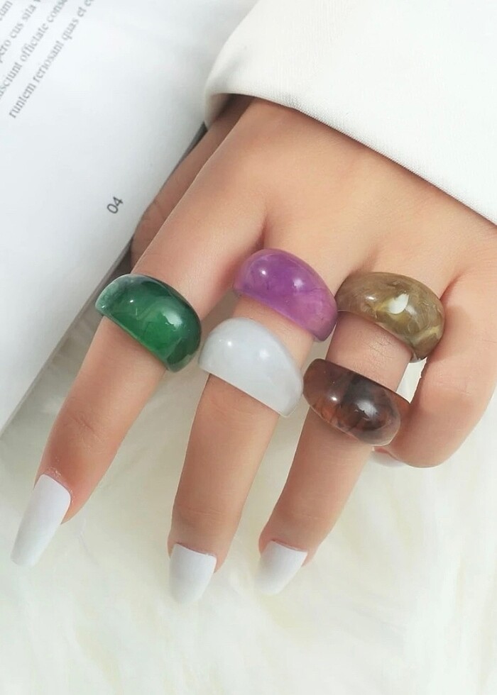 5'li Reçine Yüzük Seti - Görsel 2