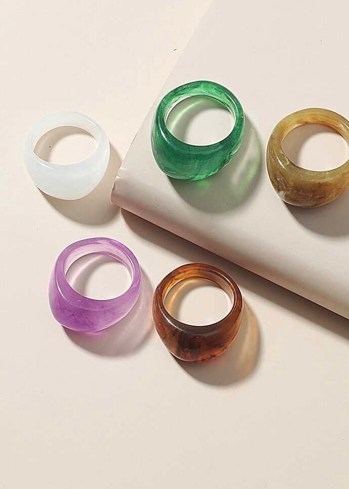 5'li Reçine Yüzük Seti - Görsel 3