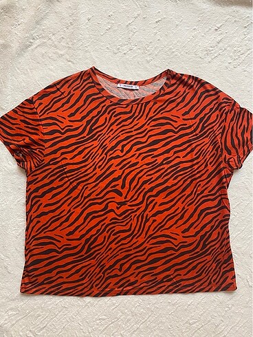 Pull and Bear Zebra Desenli Tişört