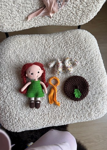 Renkli Örgü Saçlı Kahverengi Bebek - Görsel 4