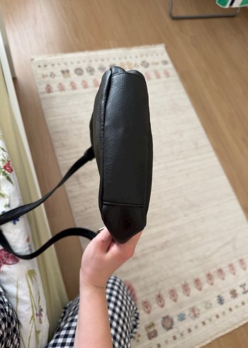 Siyah Minimalist Deri Omuz çantası - Görsel 7