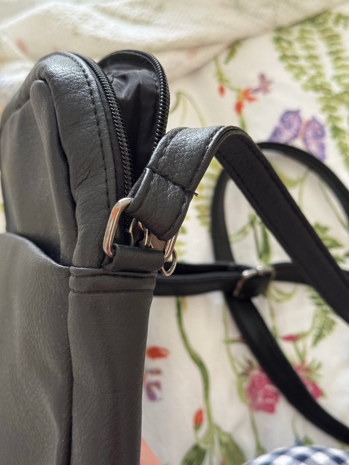 Siyah Minimalist Deri Omuz çantası - Görsel 3